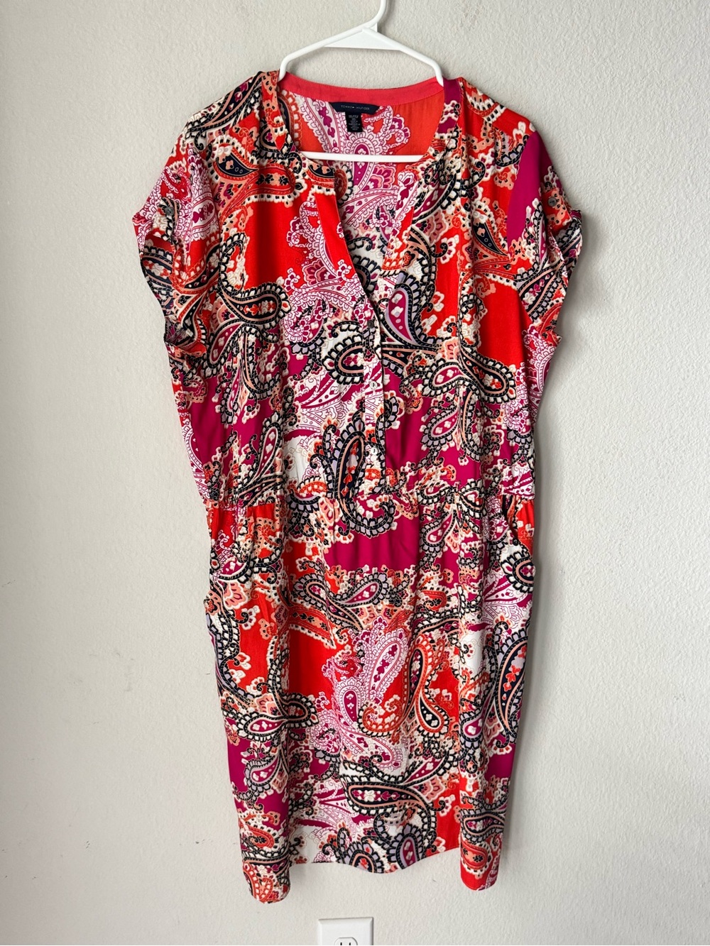 Talbots Pink and Red Paisley Midi Dress